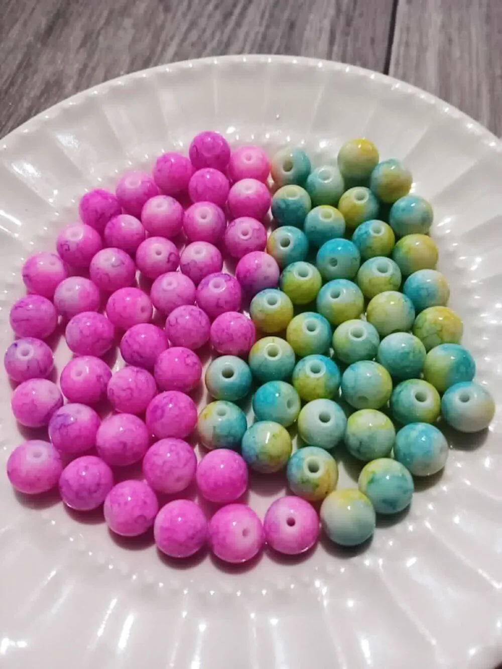 10mm Marble Style Glass Beads